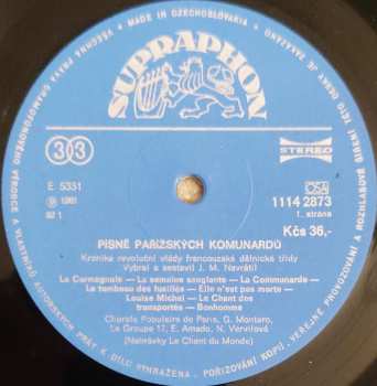 LP Chorale Populaire De Paris: Písně Pařížskych Komunardů (+ PŘÍLOHA)
