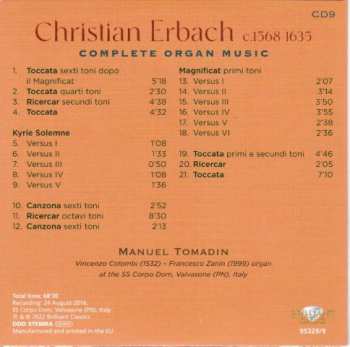 9CD/Set di cofanetti Manuel Tomadin: Complete Organ Music