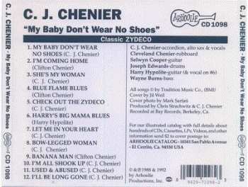 CD C.J. Chenier And The Red Hot Louisiana Band: My Baby Don't Wear No Shoes
