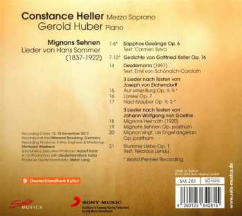 CD Gerold Huber: Mignons Sehnen: Lieder von Hans Sommer