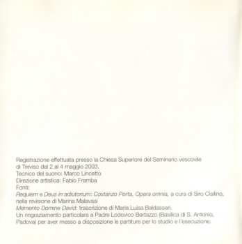 CD Costanzo Porta: Requiem A Cinque Voci