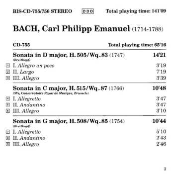 2CD Carl Philipp Emanuel Bach: Complete Sonatas For Flute And Obligato Keyboard Instrument