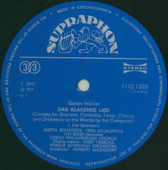LP The Prague Symphony Orchestra: Das Klagende Lied