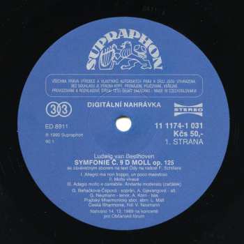 LP The Czech Philharmonic Orchestra: Symphony No. 9 (Koncert Pro Občanské Fórum = A Concert For The Civic Forum)