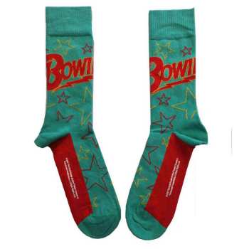 Merce David Bowie: David Bowie Unisex Ankle Socks: Stars Outline (green) (uk Size 4 - 7) 36 - 42