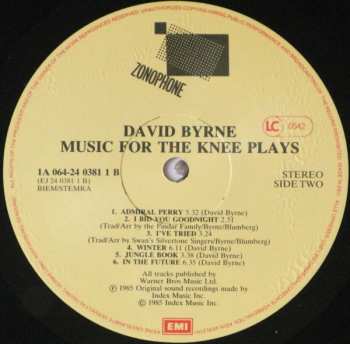 LP David Byrne: Music For The Knee Plays