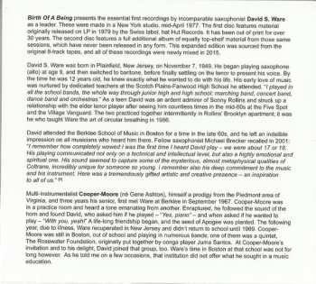 2CD David S. Ware: Birth Of A Being