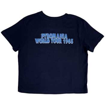 Merce Def Leppard: Def Leppard Ladies Crop Top: Pyro Tour (navy Blue) (back Print) (small) S