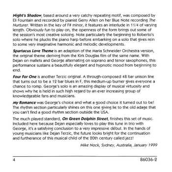 CD Dejan Terzic Quartet: Four For One