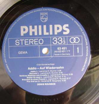 LP Demis Roussos: Addio - Auf Wiedersehn
