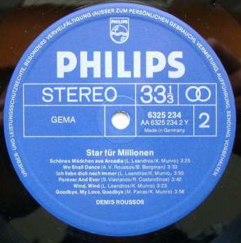 LP Demis Roussos: Star Für Millionen