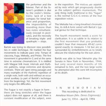 CD Béla Bartók: Zsigmondy Plays Bartók