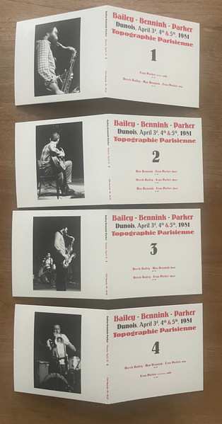 4CD/Set di cofanetti Evan Parker: Topographie Parisienne (Dunois, April 2nd, 3d & 4th, 1981)