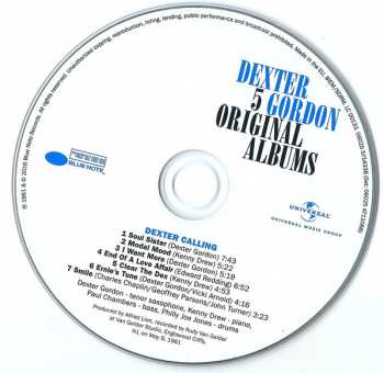 5CD/Set di cofanetti Dexter Gordon: 5 Original Albums