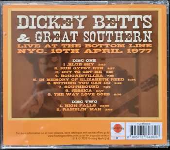 2CD Dickey Betts & Great Southern: Live At The Bottom Line, NYC. 19th April 1977