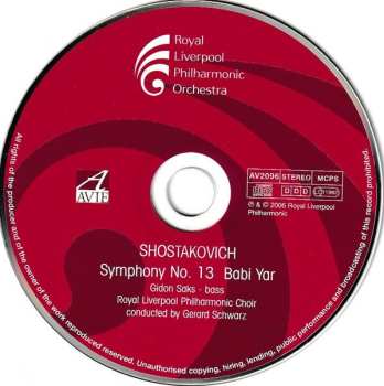 CD Dmitri Shostakovich: Symphony No. 13 "Babi Yar"