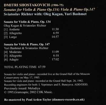CD Dmitri Shostakovich: Sonata For Violin & Piano, Op.134 / Sonata For Viola & Piano, Op.147