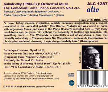 CD Dmitry Kabalevsky: Kabalevsky Vol. 10: Piano Concerto No. 1, The Comedians Suite, Etc.