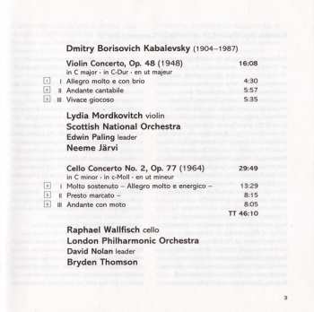 CD Dmitry Kabalevsky: Violin Concerto & Cello Concerto No. 2