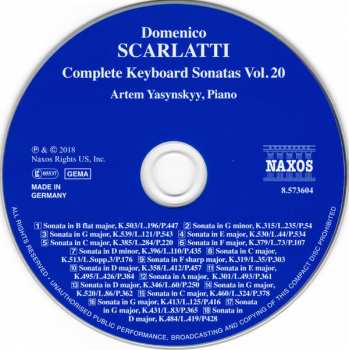 CD Domenico Scarlatti: Complete Keyboard Sonata Vol. 20