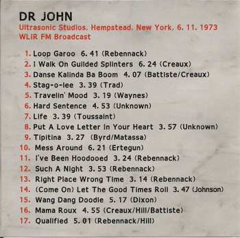 CD Dr. John: The Lost Broadcast: Dr John At The Ultrasonic Studios, New York 1973