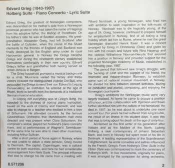 CD Edvard Grieg: Piano Concerto In A Minor · Holberg Suite · Lyric Suite