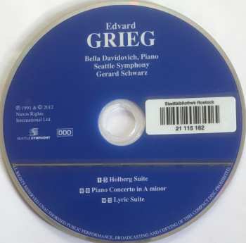 CD Edvard Grieg: Piano Concerto In A Minor · Holberg Suite · Lyric Suite