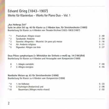 SACD Edvard Grieg: Werke Für Klavierduo · Works For Piano Duo – Vol. 1