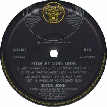 LP Elton John: From My Song Book