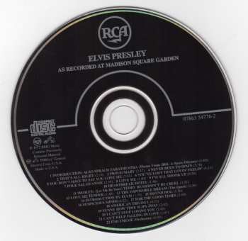 CD Elvis Presley: Elvis As Recorded At Madison Square Garden