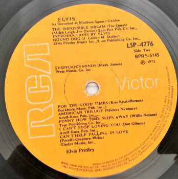 LP Elvis Presley: Elvis As Recorded At Madison Square Garden