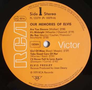 LP Elvis Presley: Our Memories Of Elvis