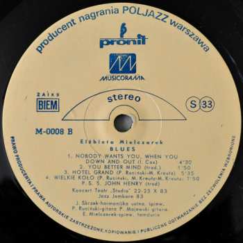 LP Elżbieta Mielczarek: Blues Koncert