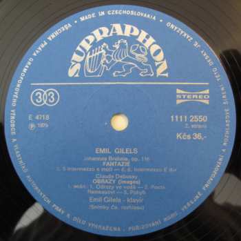LP Johannes Brahms: Emil Gilels - Mozart Brahms Debussy