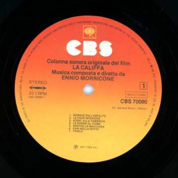 LP Ennio Morricone: La Califfa (Colonna Sonora Originale Del Film) LTD | CLR
