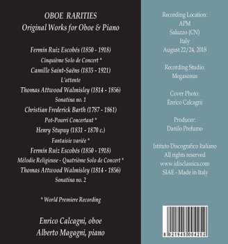 CD Enrico Calcagni: Oboe Rarities: Original Works For Oboe And Piano