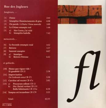 CD Ensemble Anonymus: Rue Des Jugleors - Jongleurs, Ménestrels Et Goliards De Paris