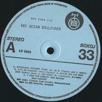 LP Eric Clapton: 461 Ocean Boulevard