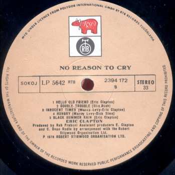 LP Eric Clapton: No Reason To Cry
