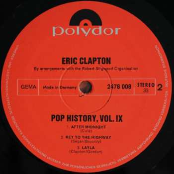 2LP Eric Clapton: Pop History Vol 9