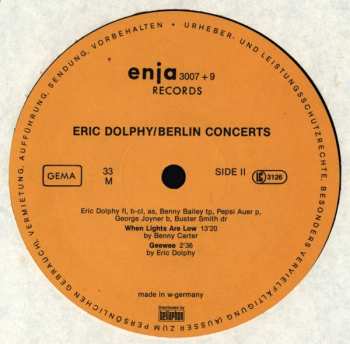 CD Eric Dolphy: Berlin Concert