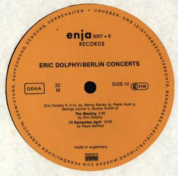 CD Eric Dolphy: Berlin Concert