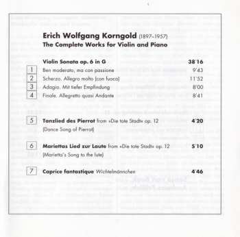 CD Erich Wolfgang Korngold: Complete Works For Violin & Piano