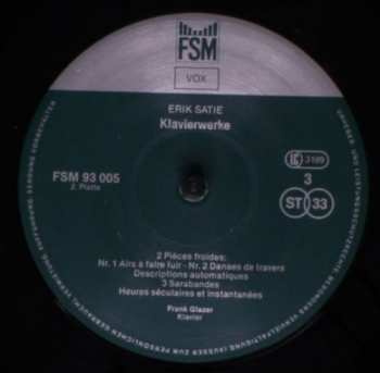 3LP/Set di cofanetti Erik Satie: Sämtliche Klavierwerke (Für Soloklavier)