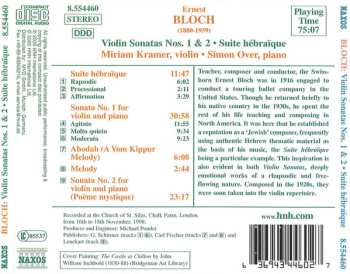 CD Ernest Bloch: Violin Sonatas Nos. 1 & 2 • Suite Hébraïque