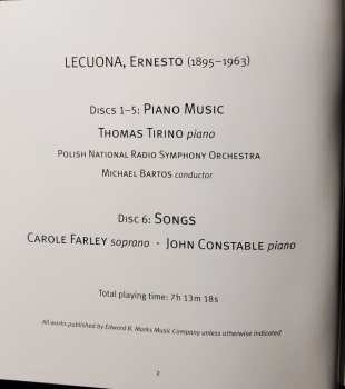 6CD/Set di cofanetti Ernesto Lecuona: Ernesto Lecuona-The Piano Music-Selected Songs