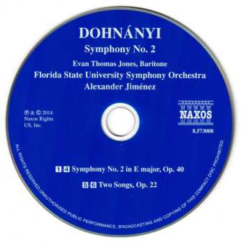 CD Ernst von Dohnányi: Symphony No. 2 / Two Songs