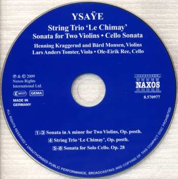 CD Henning Kraggerud: String Trio, "Le Chimay" / Sonata For 2 Violins / Cello Sonata