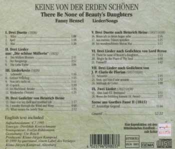 Album Fanny Mendelssohn Hensel: Keine Von Der Erden Schönen = There Be None Of Beauty's Daughters (Lieder = Songs)