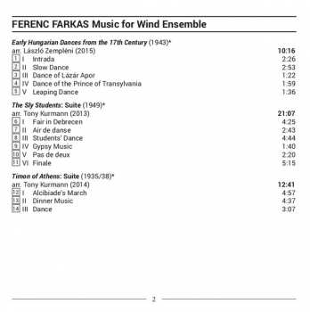 CD Farkas Ferenc: Music For Wind Ensemble